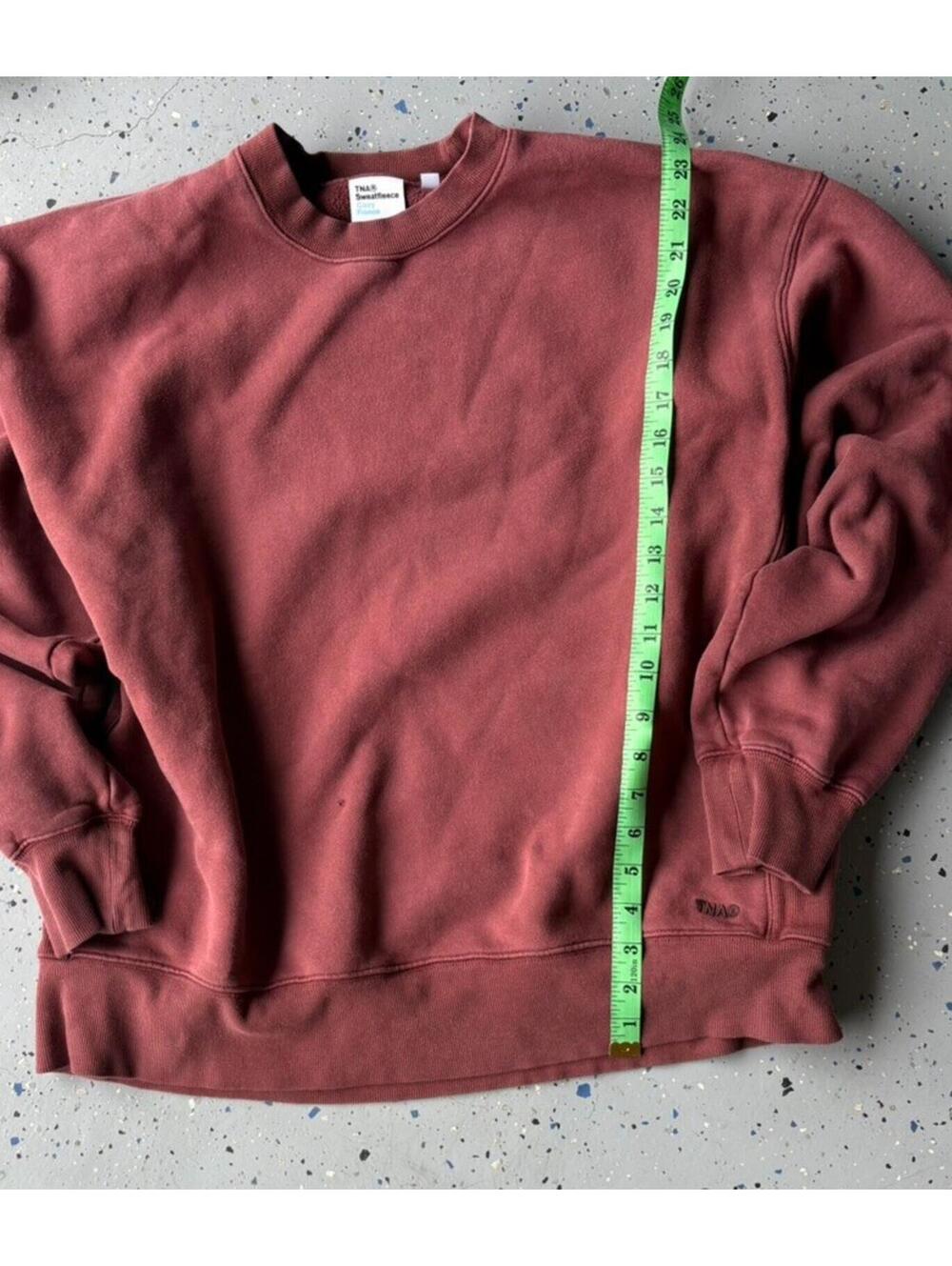 TNA Aritzia Sweater Cozy Boyfriend Fit Crew Neck Pullover Sweatshirt Maroon L - Picture 2 of 5